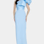 Robe en crêpe manche maxi bouffante bleu