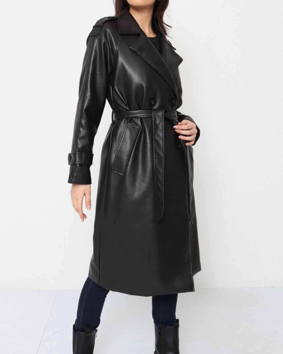 Trench oversized similicuir noir