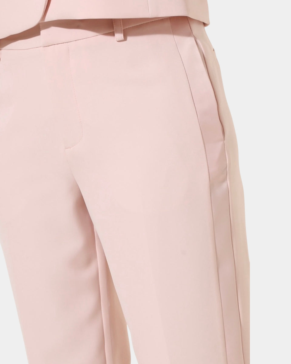 Smoking rose femme Ensemble cintré satiné double boutonnage
