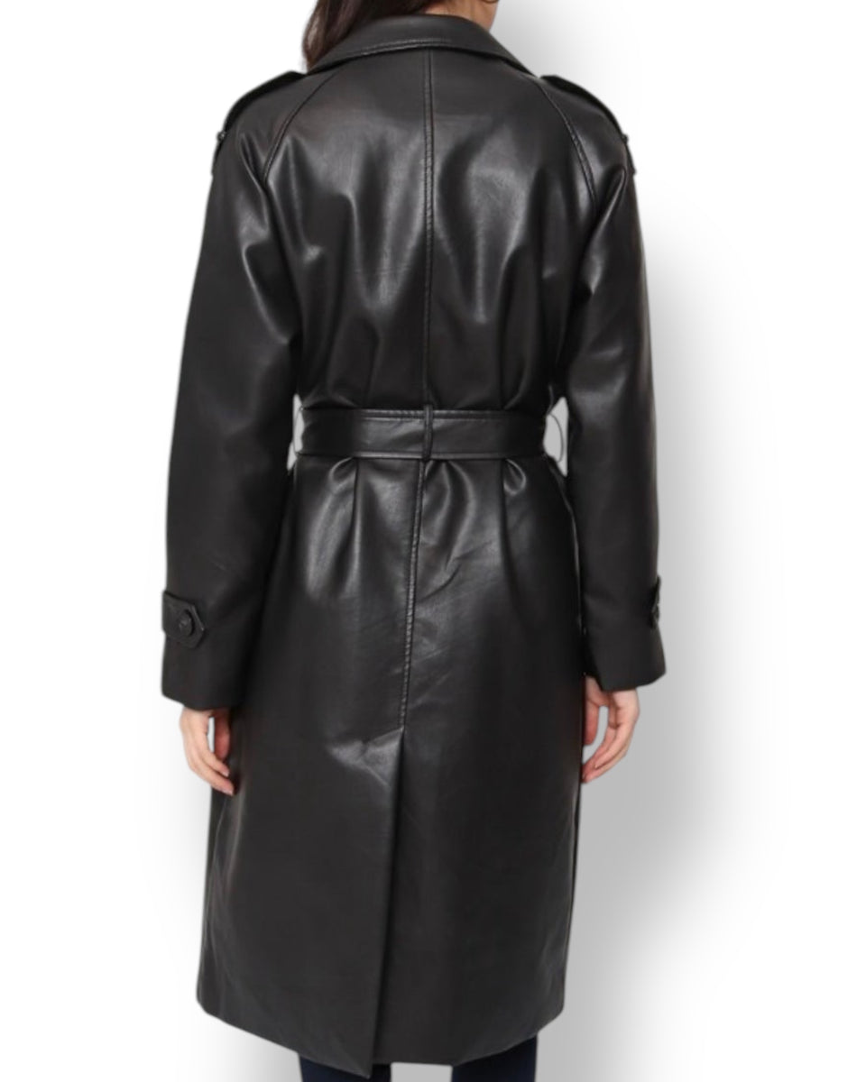 Trench oversized similicuir noir