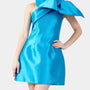 Robe élégante trapèze courte , épaule bouffante