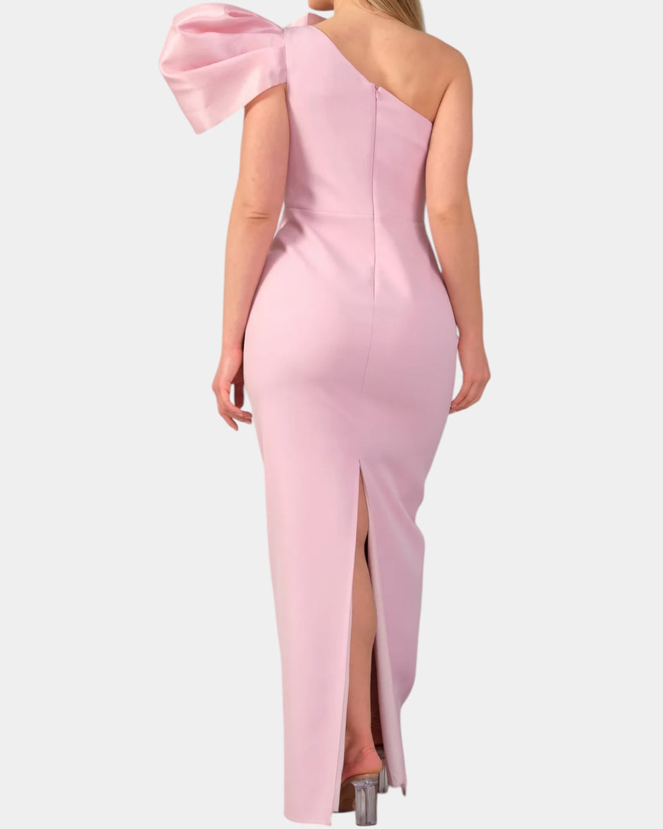 Robe en crêpe manche maxi bouffante Rose